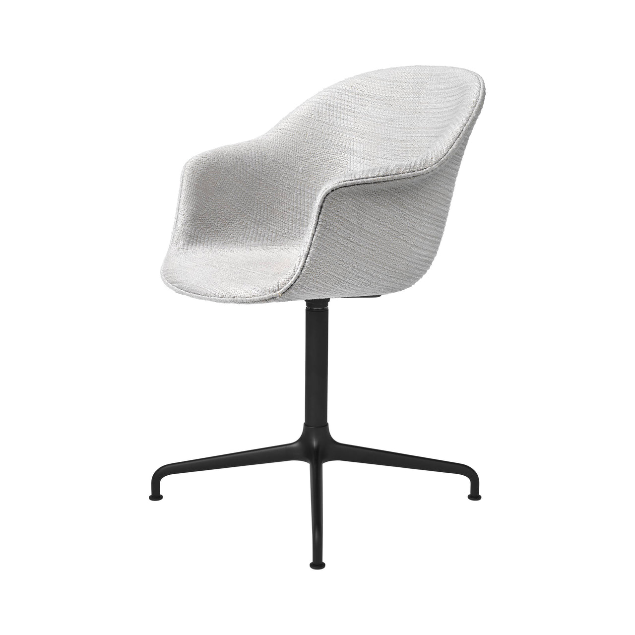 Bat Meeting Chair: 4-Star Base + Full Upholstery + Black Semi Matt
