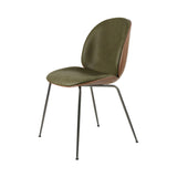 Beetle Dining Chair Conic Base: Veneer Shell + Front Upholstered + American Walnut + Black Chrome
