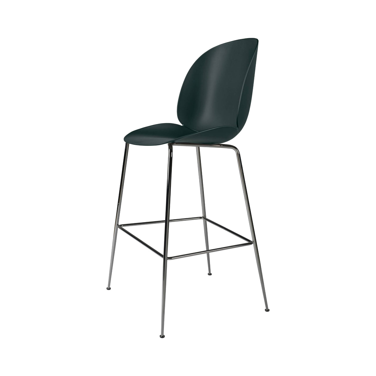 Beetle Bar + Counter Chair: Felt Glides + Bar + Dark Green + Black Chrome