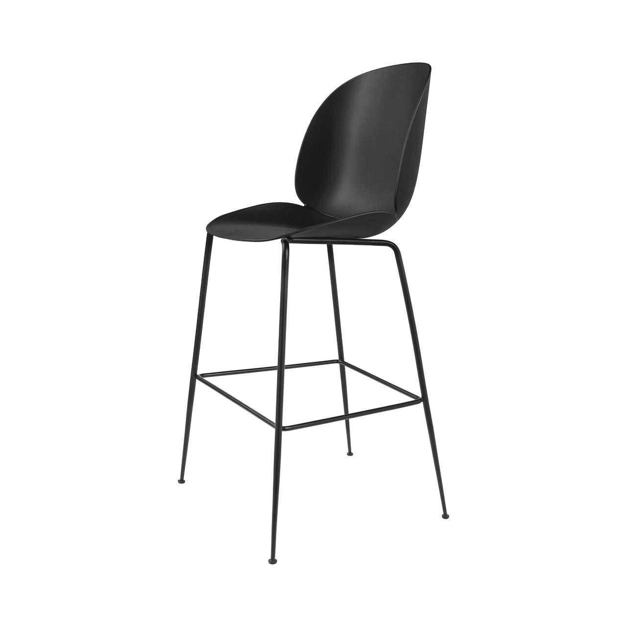 Beetle Bar + Counter Chair: Felt Glides + Bar + Black + Black Matt