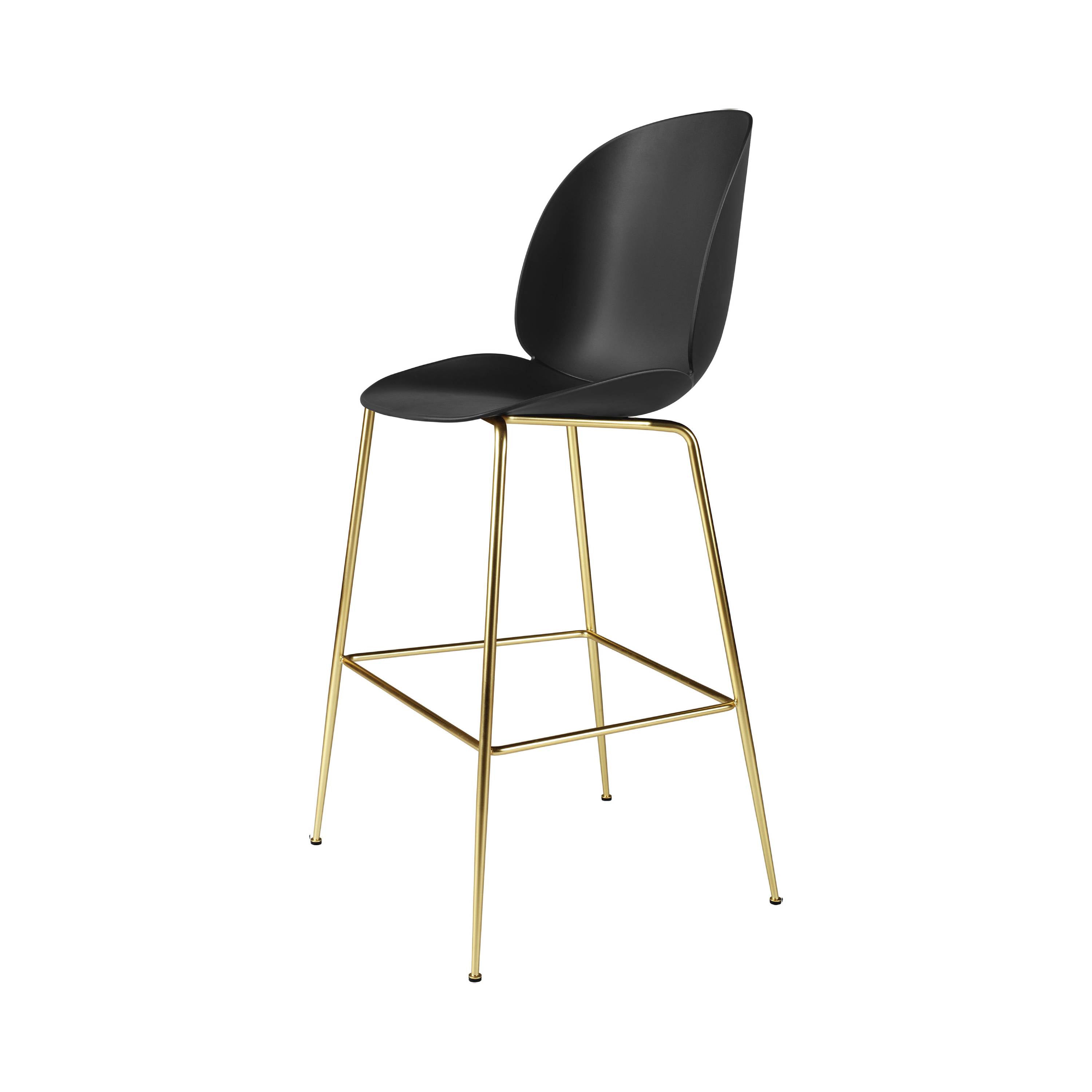 Beetle Bar + Counter Chair: Felt Glides + Bar + Black + Brass Semi Matt