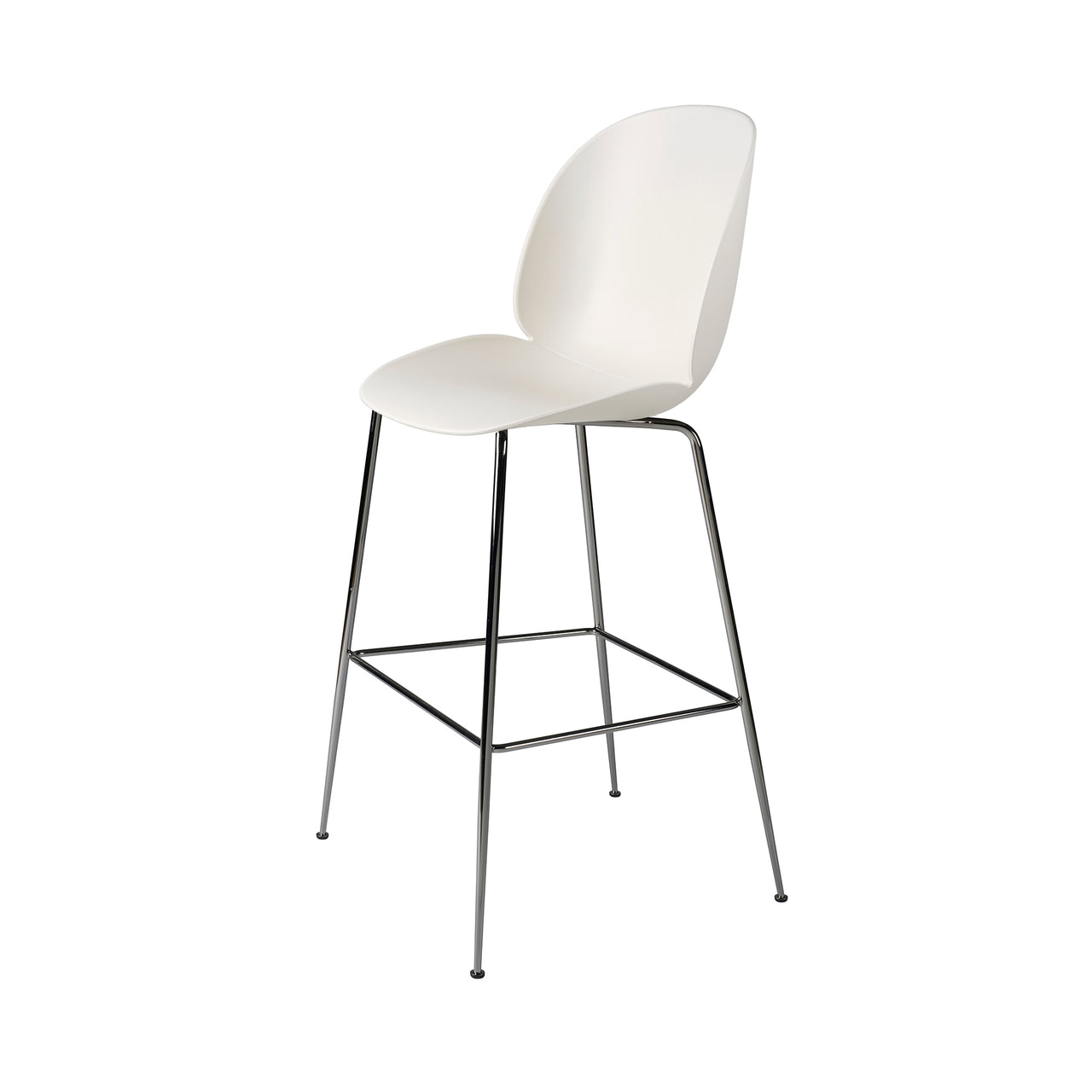 Beetle Bar + Counter Chair: Bar + Alabaster White + Black Chrome