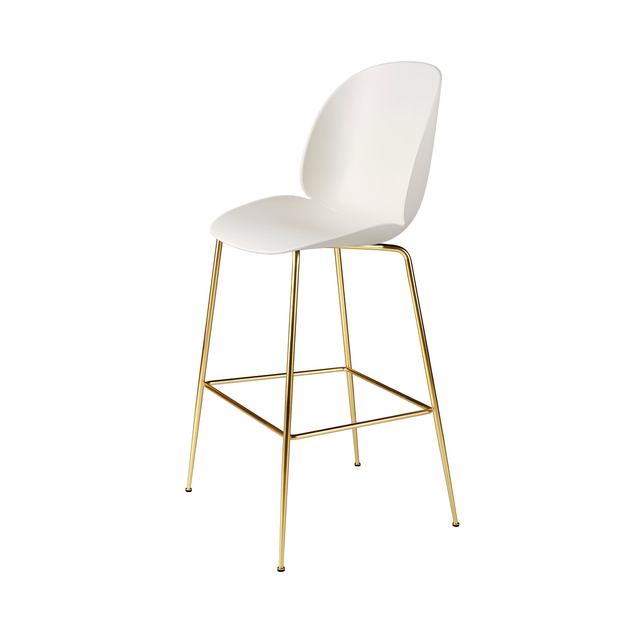 Beetle Bar + Counter Chair: Bar + Alabaster White + Brass Semi Matt