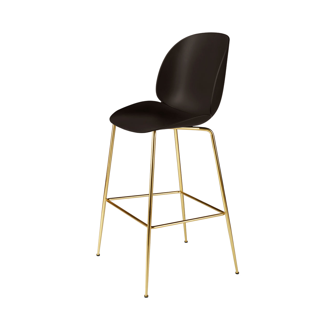 Beetle Bar + Counter Chair: Bar + Mocha Brown + Brass Semi Matt