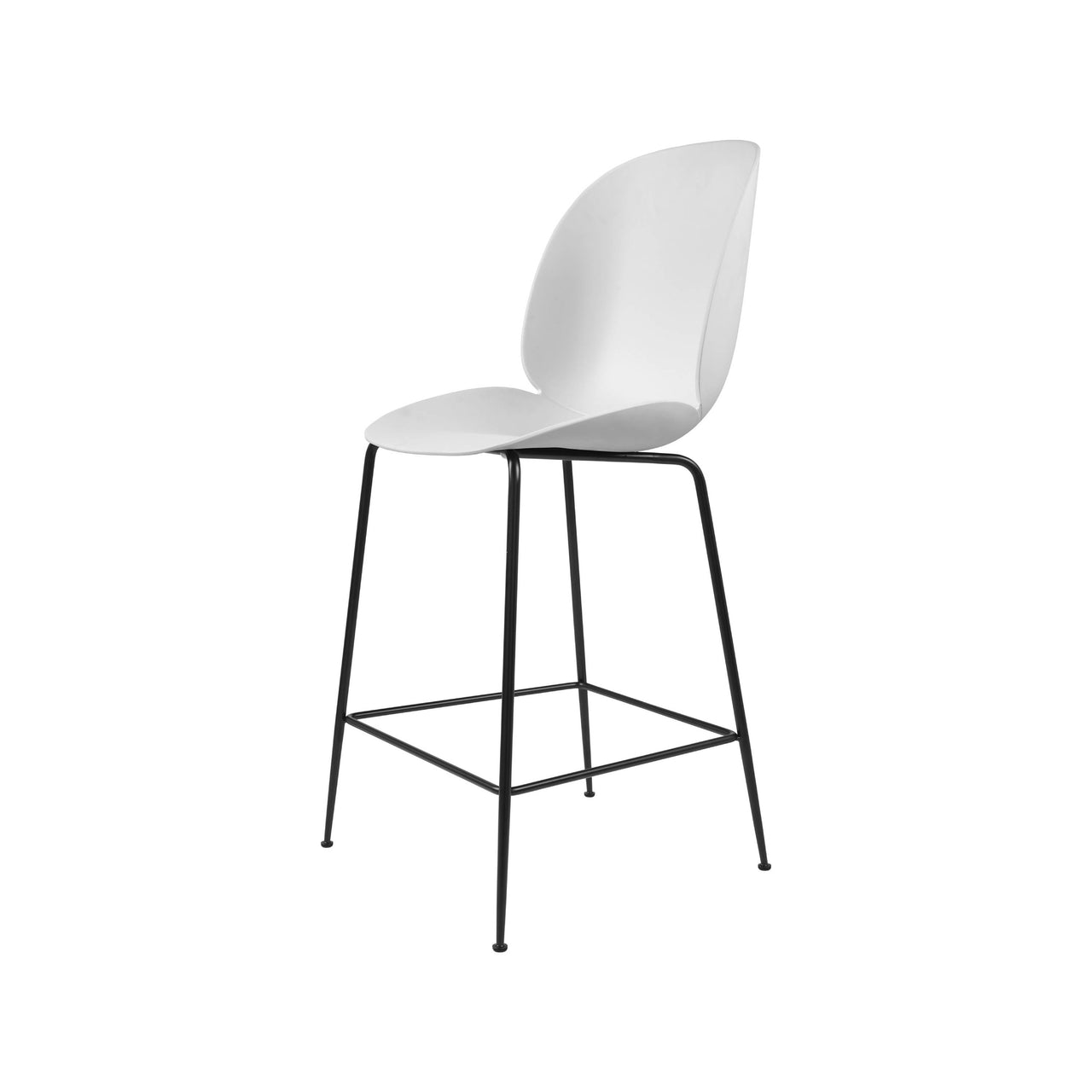 Beetle Bar + Counter Chair: Felt Glides + Counter + Alabaster White + Black Matt