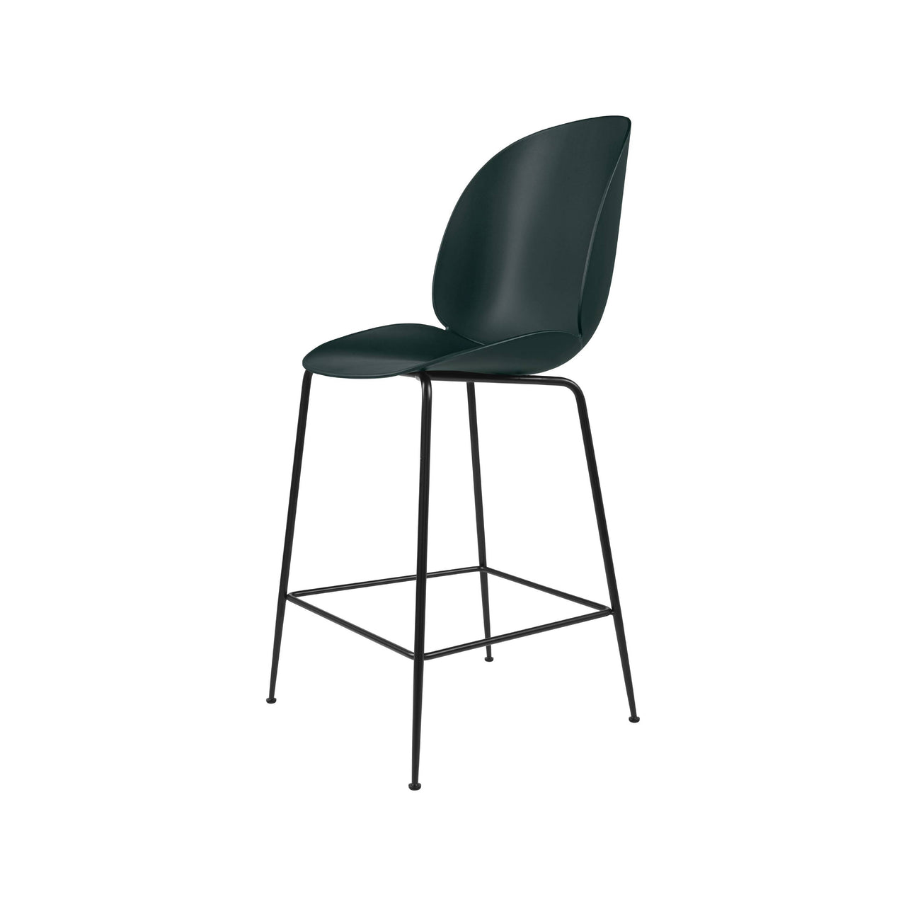 Beetle Bar + Counter Chair: Felt Glides + Counter + Dark Green + Black Matt