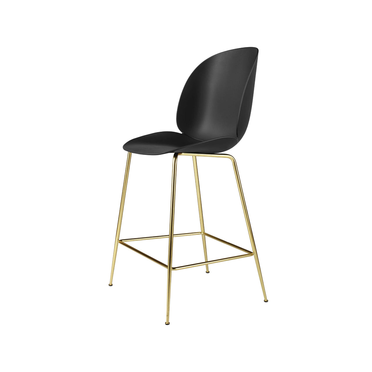 Beetle Bar + Counter Chair: Felt Glides + Counter + Black + Brass Semi Matt