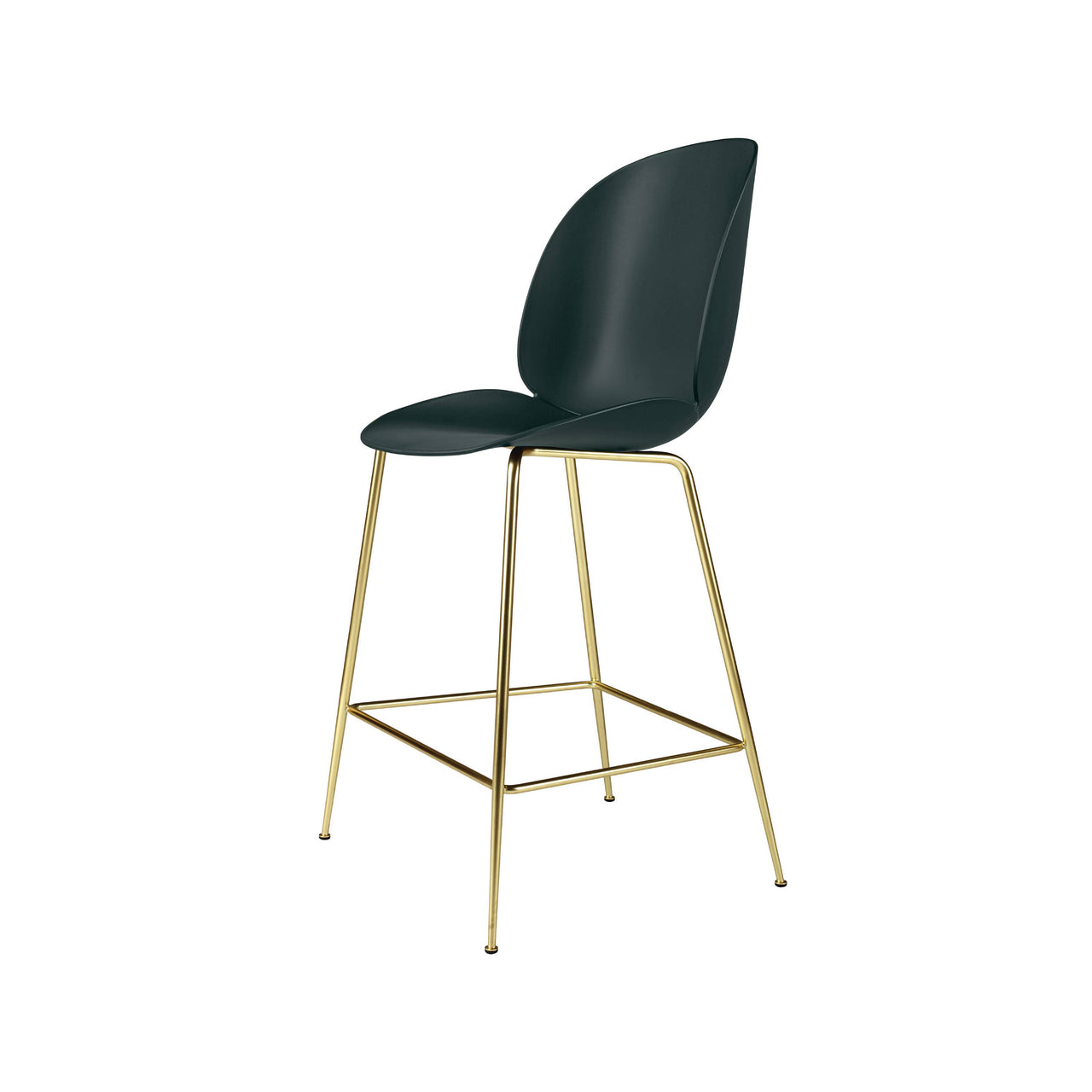 Beetle Bar + Counter Chair: Felt Glides + Counter + Dark Green + Brass Semi Matt