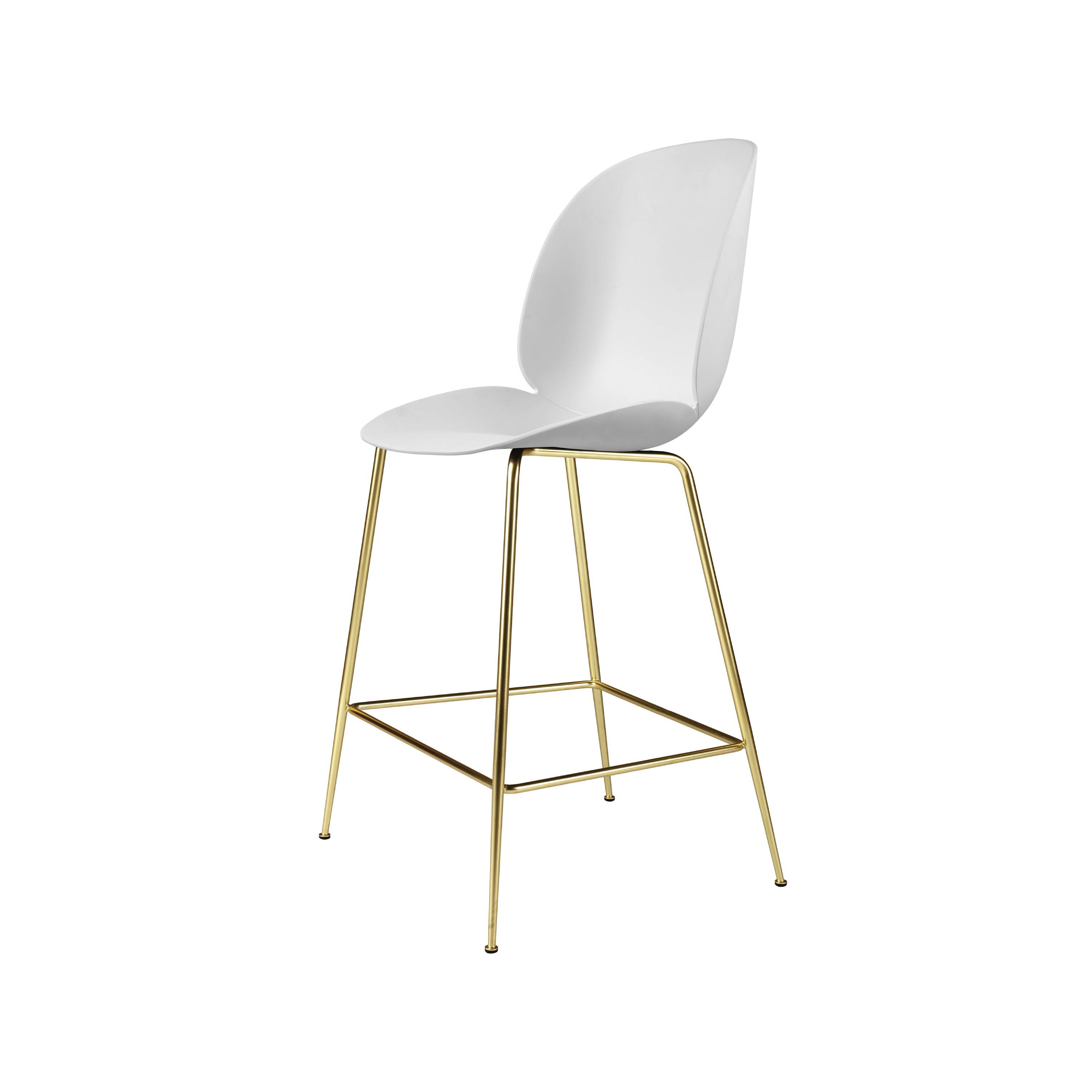 Beetle Bar + Counter Chair: Felt Glides + Counter + Alabaster White + Brass Semi Matt