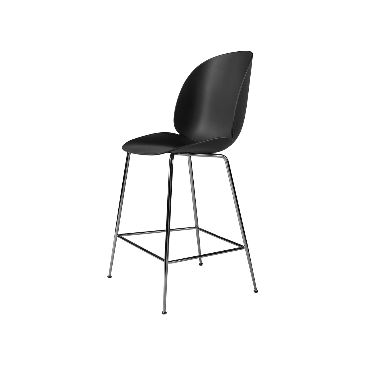 Beetle Bar + Counter Chair: Counter + Black + Black Chrome