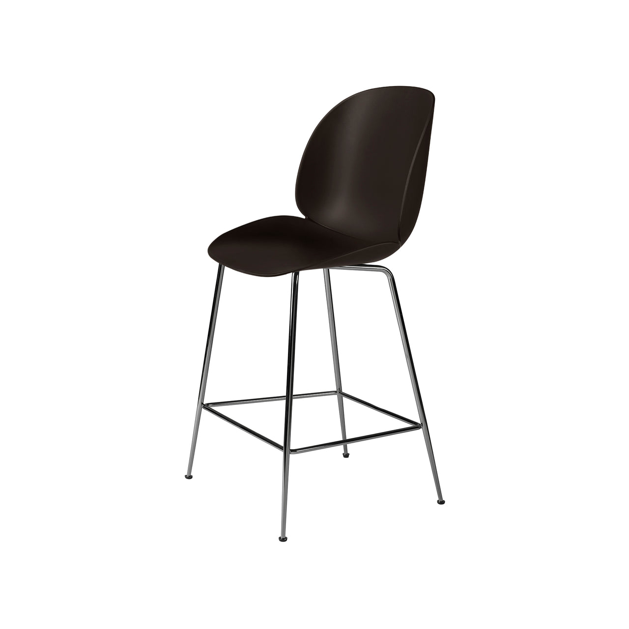 Beetle Bar + Counter Chair: Counter + Mocha Brown + Black Chrome