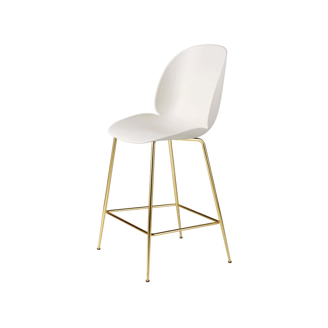 Beetle Bar + Counter Chair: Counter + Alabaster White + Brass Semi Matt