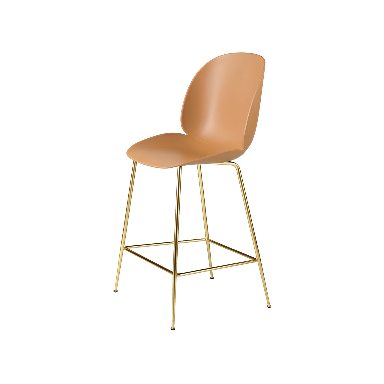 Beetle Bar + Counter Chair: Counter + Amber Brown + Brass Semi Matt