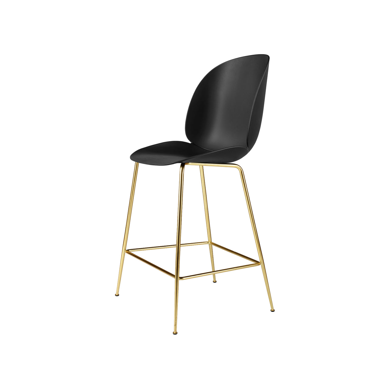Beetle Bar + Counter Chair: Counter + Black + Brass Semi Matt