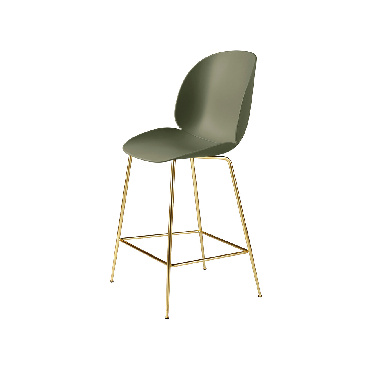 Beetle Bar + Counter Chair: Counter + Fern Green + Brass Semi Matt