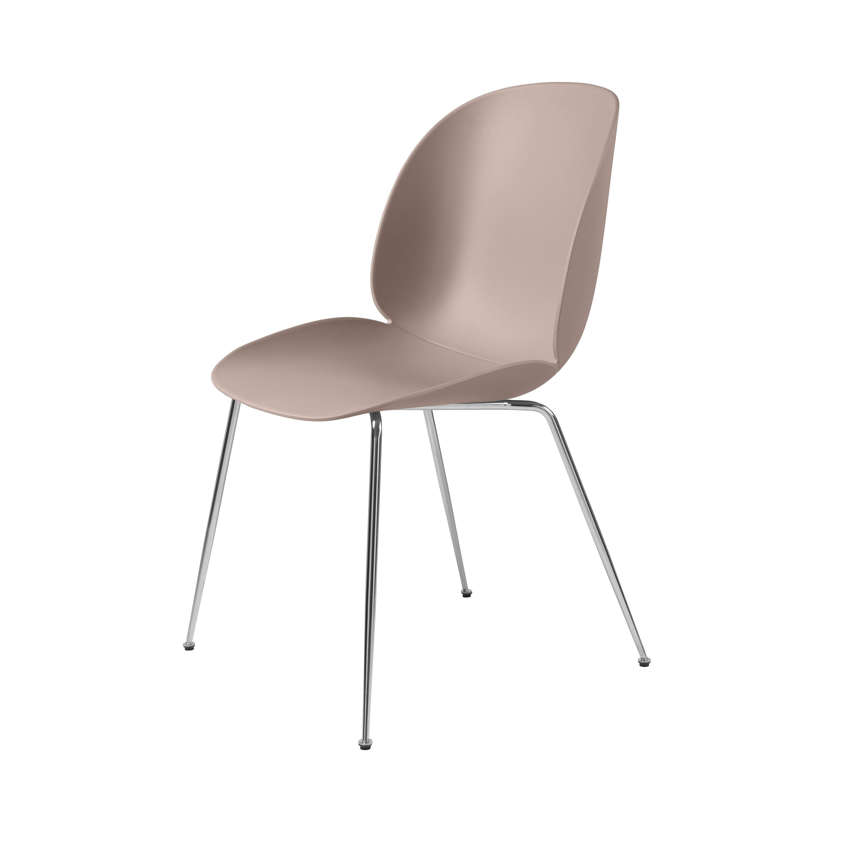 Beetle Dining Chair: Conic Base + Sweet Pink + Chrome + Felt Glides