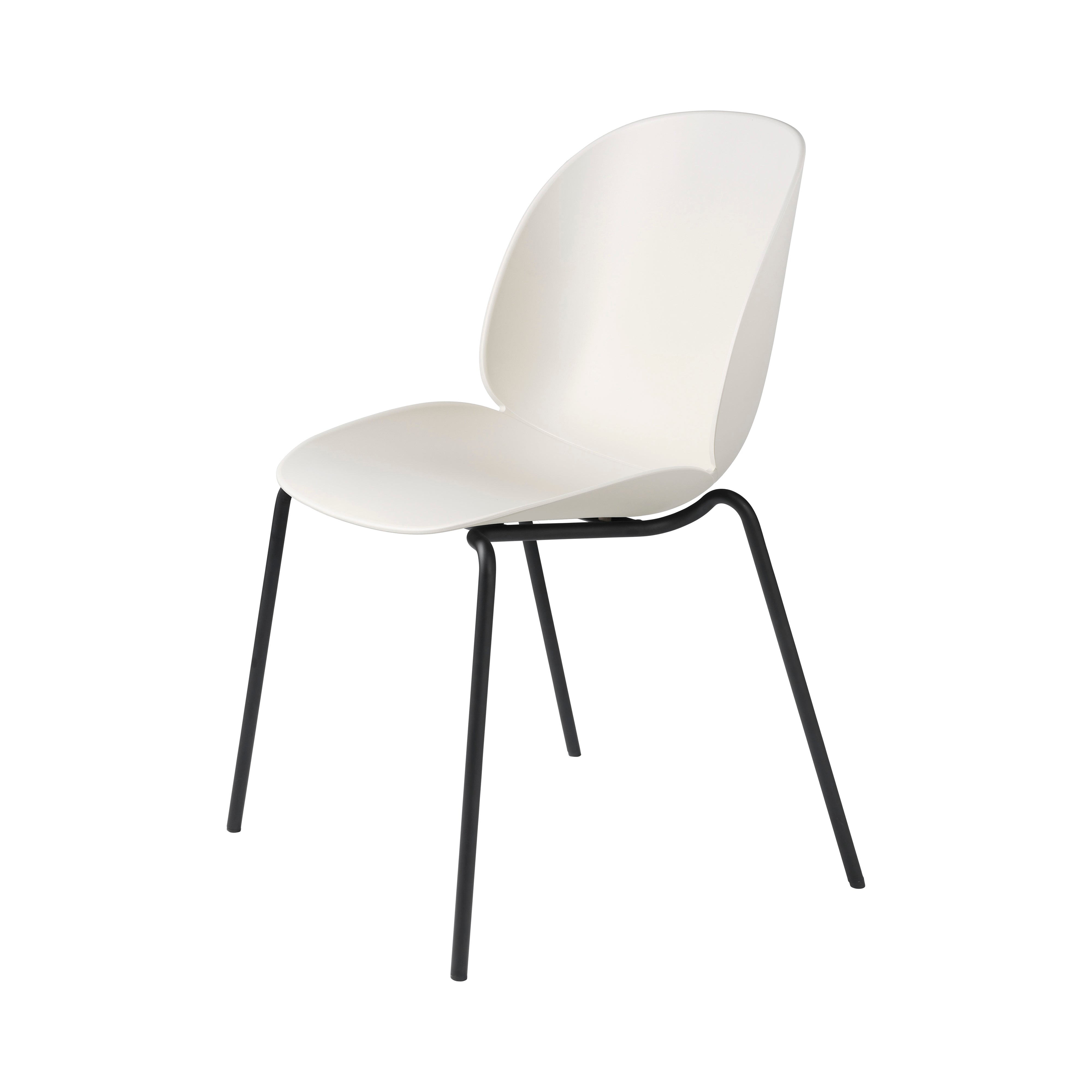 Beetle Dining Chair: Stacking Base + Alabaster White + Black Matt