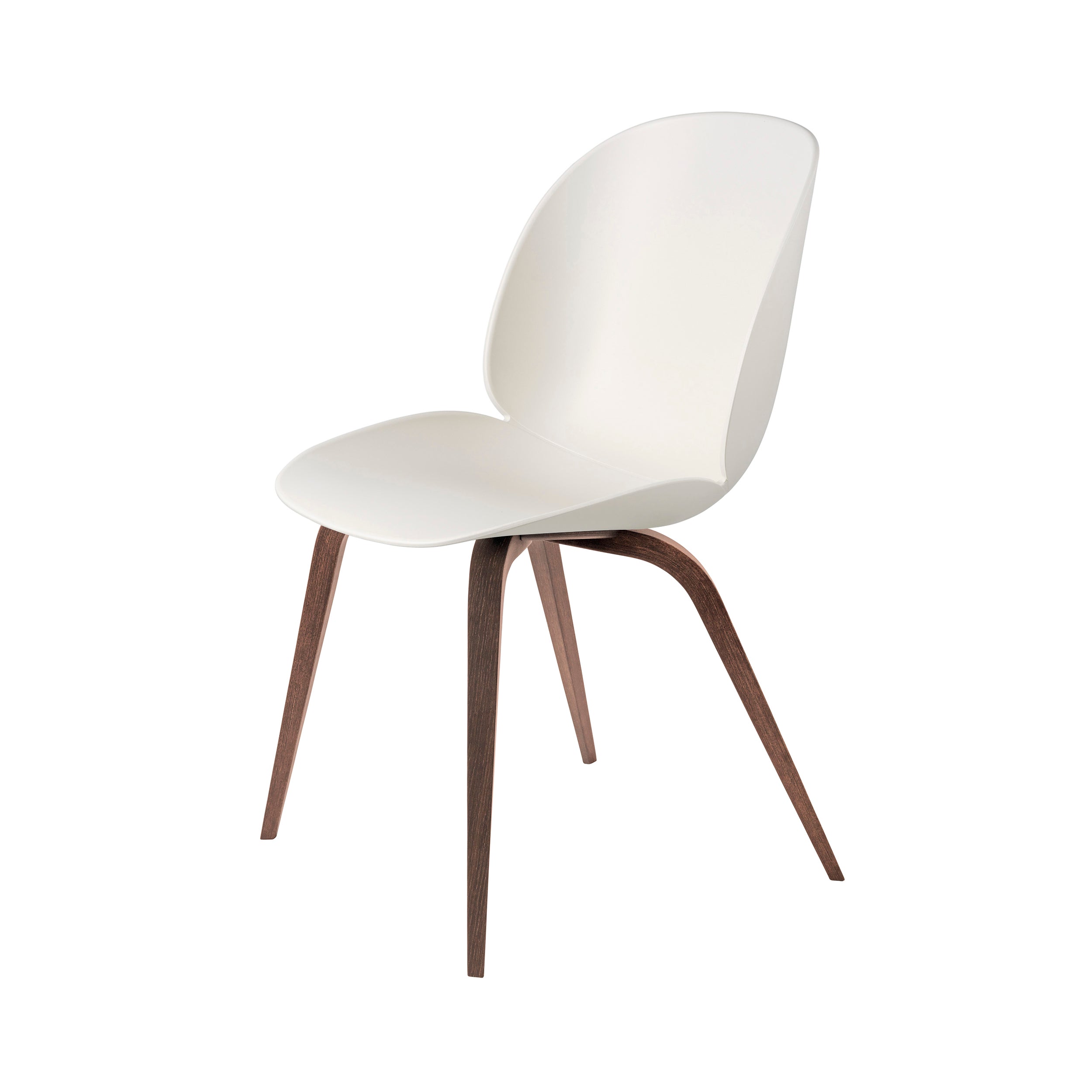 Beetle Dining Chair: Wood Base + Alabaster White + American Walnut