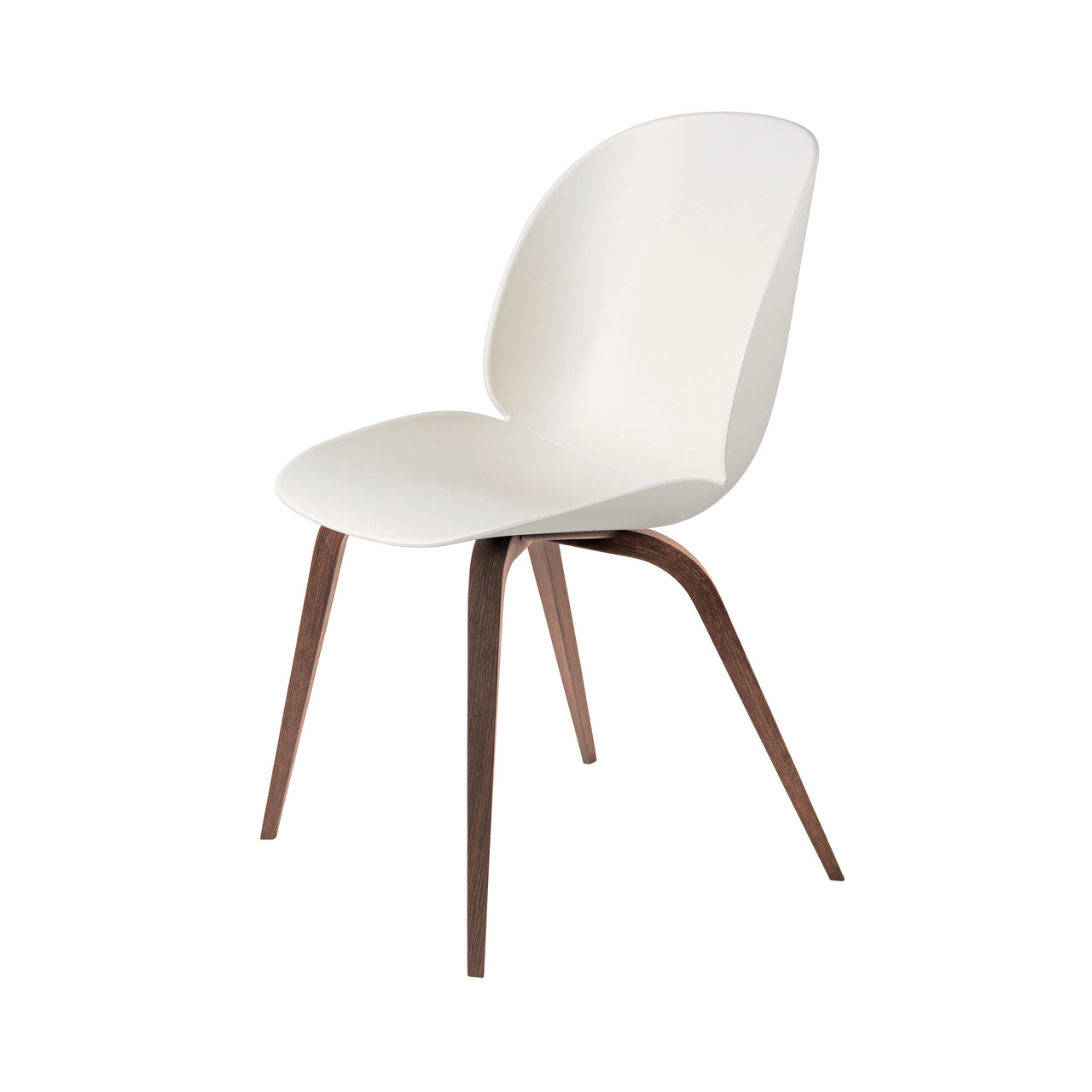 Beetle Dining Chair: Wood Base + Alabaster White + American Walnut
