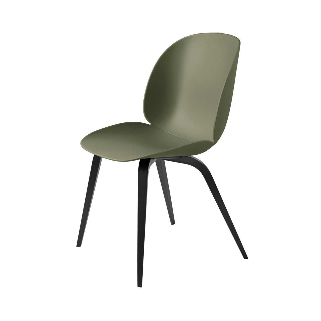 Beetle Dining Chair: Wood Base + Fern Green + Black Stained Beech