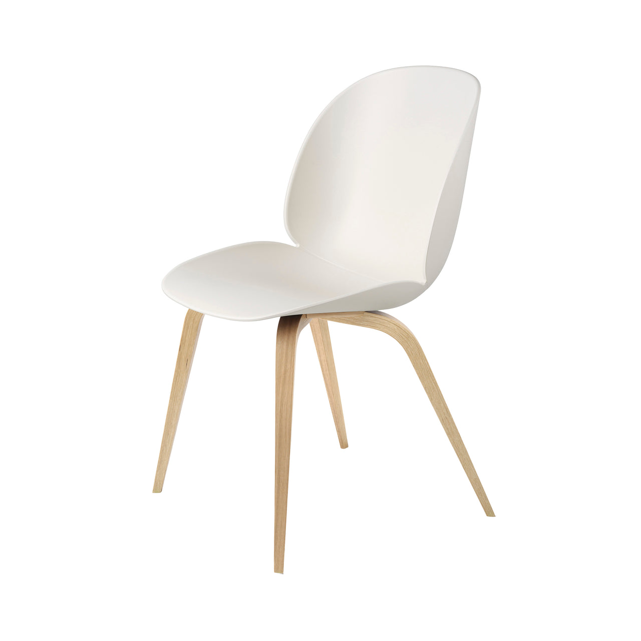 Beetle Dining Chair: Wood Base + Alabaster White + Oak