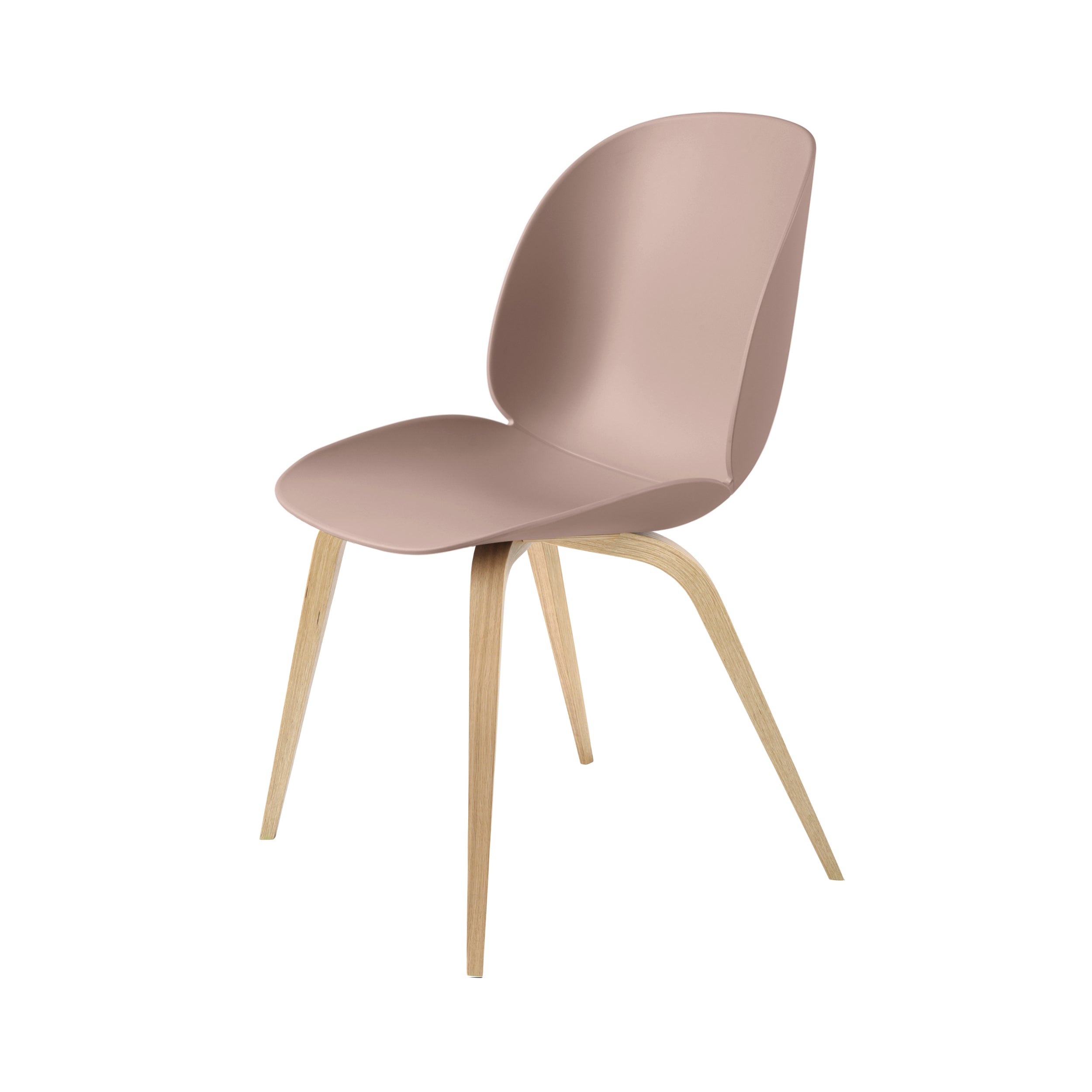 Beetle Dining Chair: Wood Base + Sweet Pink + Oak
