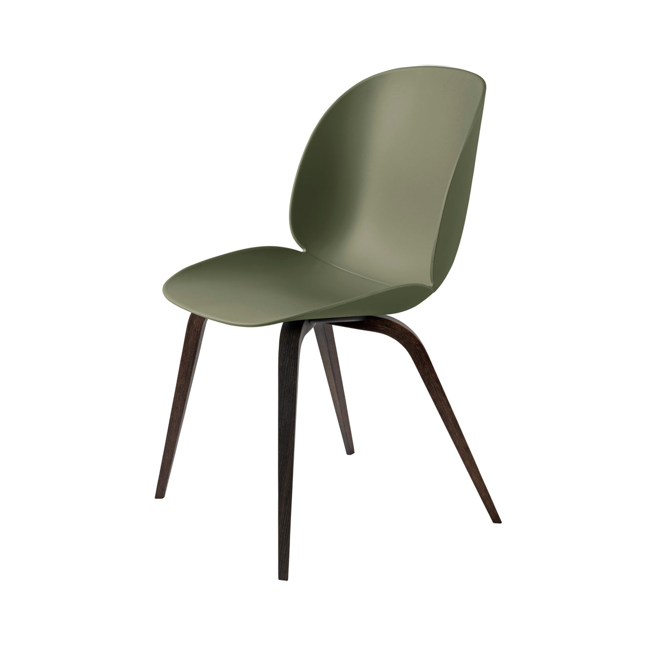 Beetle Dining Chair: Wood Base + Fern Green + Smoked Oak