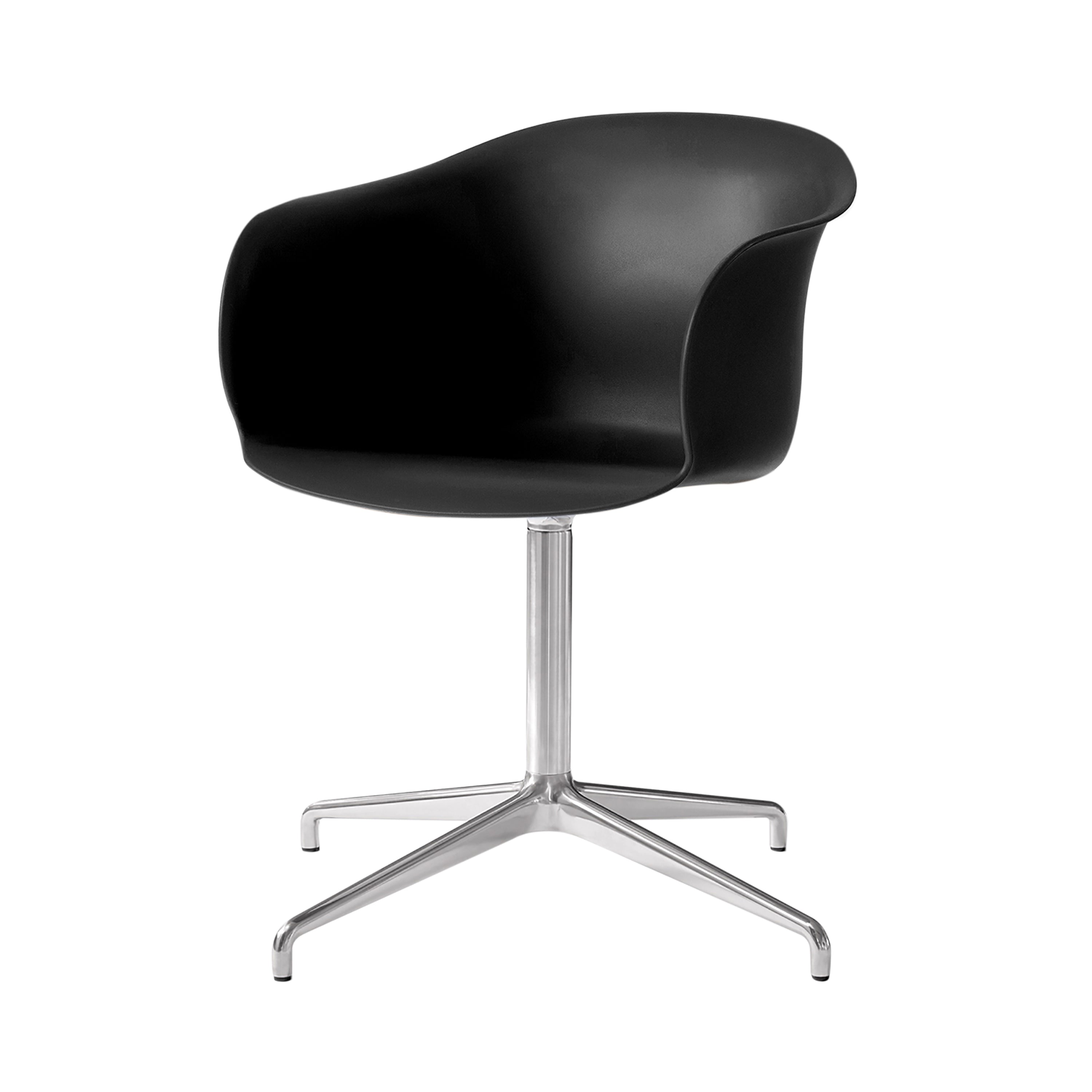 Elefy Chair JH34: Swivel Base + Return + Black + Polished Aluminum