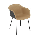 Fiber Armchair: Tube Base Front Upholstered + Recycled Shell + Black + Anthracite Black