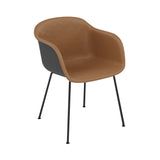 Fiber Armchair: Tube Base Front Upholstered + Recycled Shell + Black + Anthracite Black