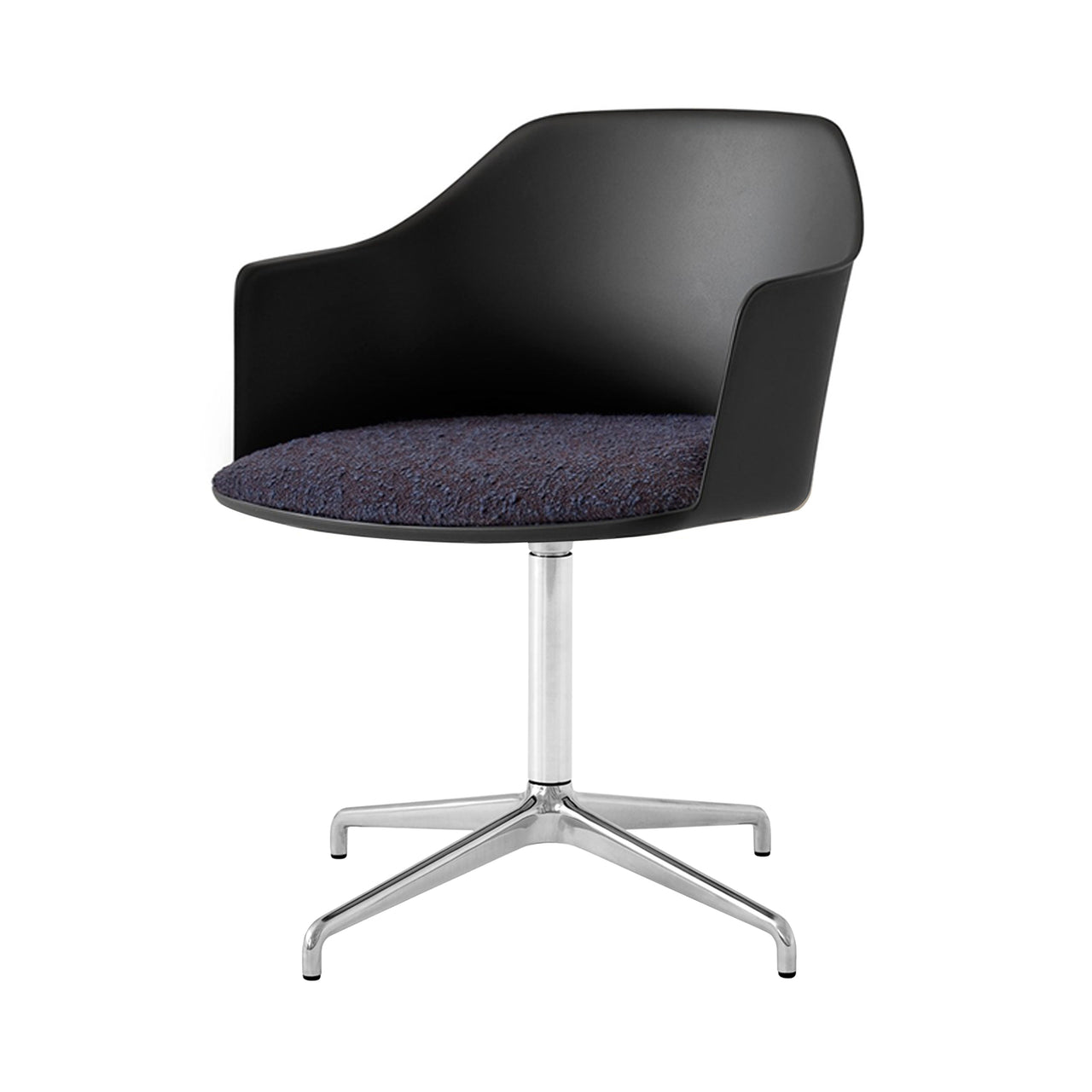 Rely Armchair HW39: Polished Aluminum + Black