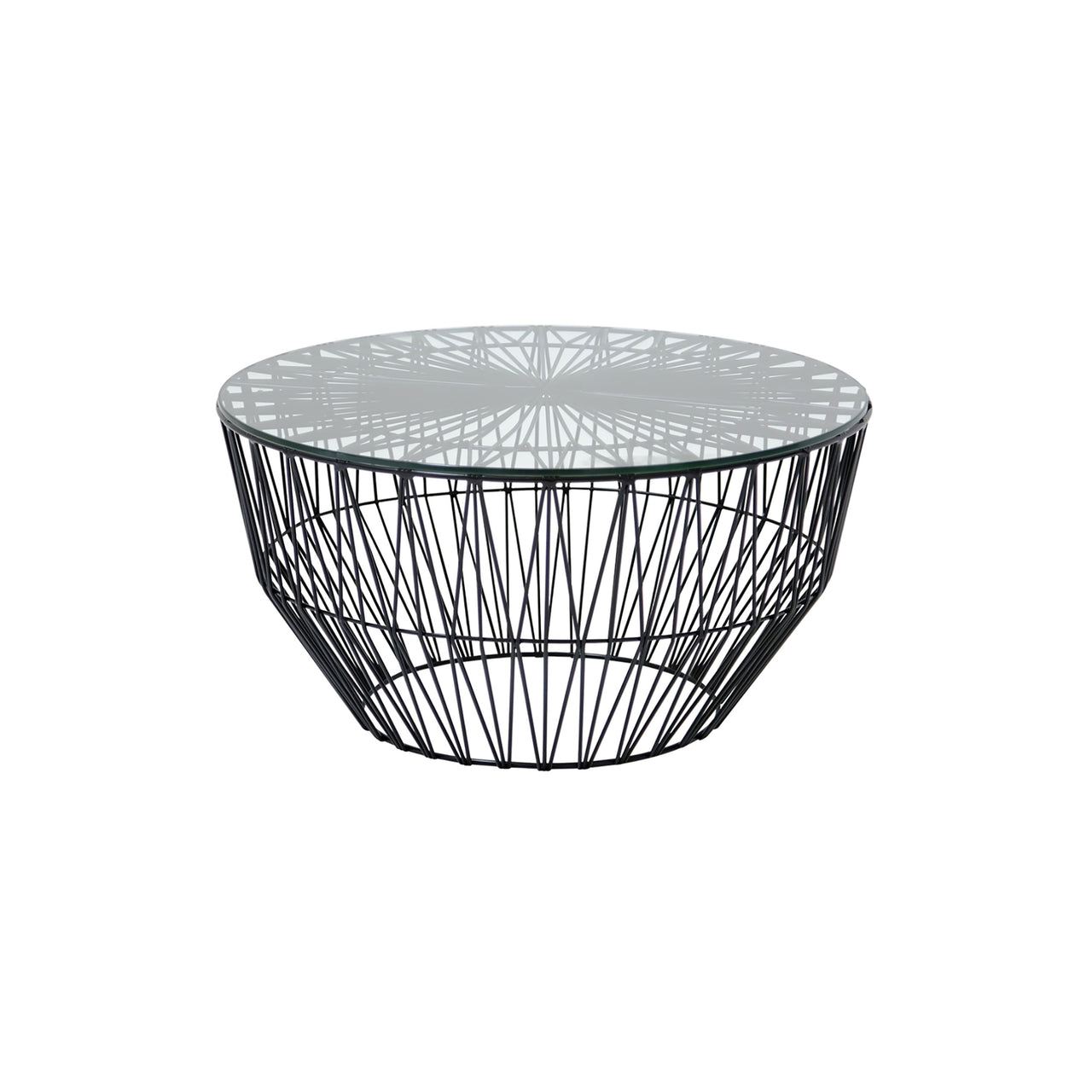 Drum Ottoman/Table: Color + With Glass Top + Black