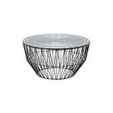 Drum Ottoman/Table: Color + With Glass Top + Black