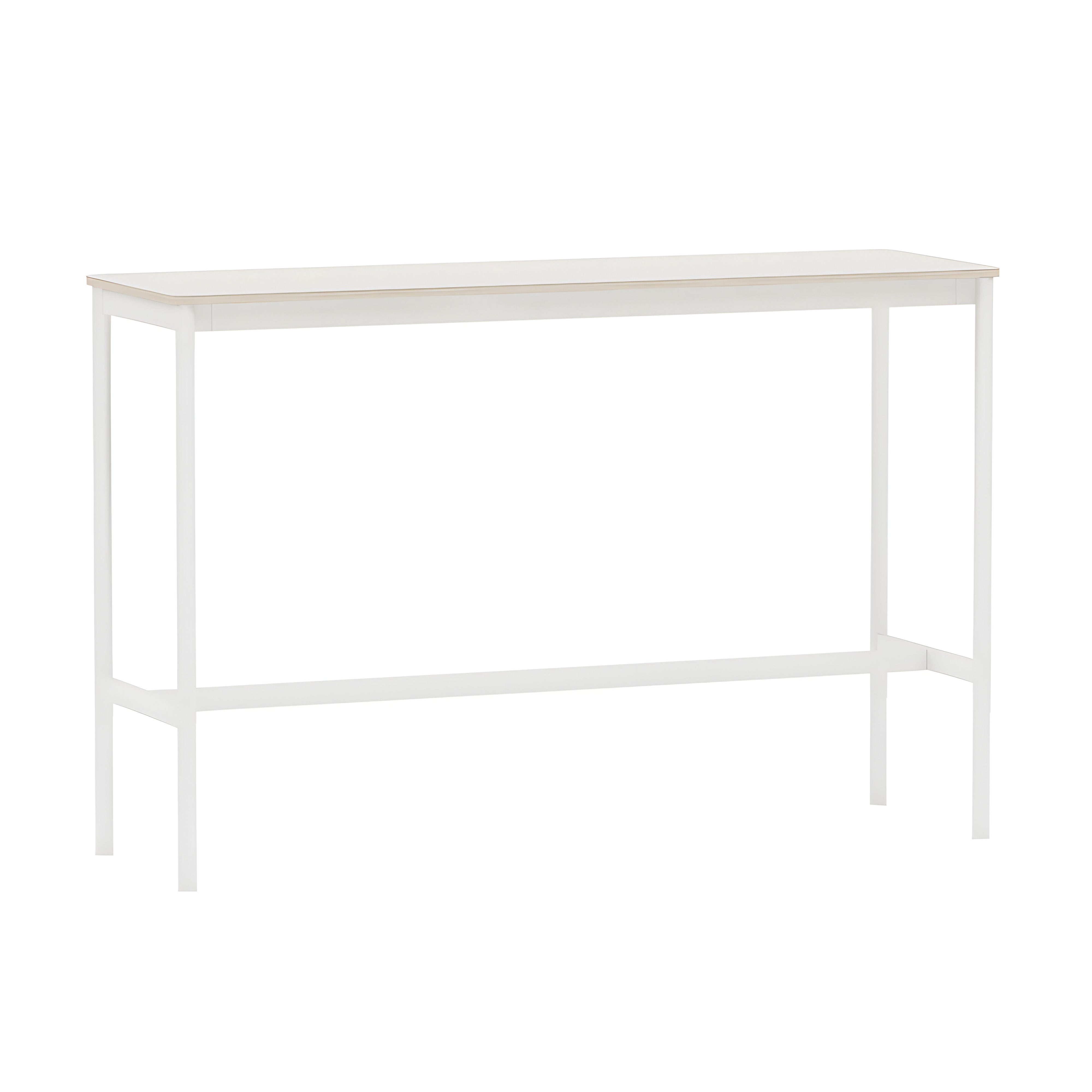 Base High Table: 160 + High + Narrow + White Nanolaminate + Plywood Edge + White