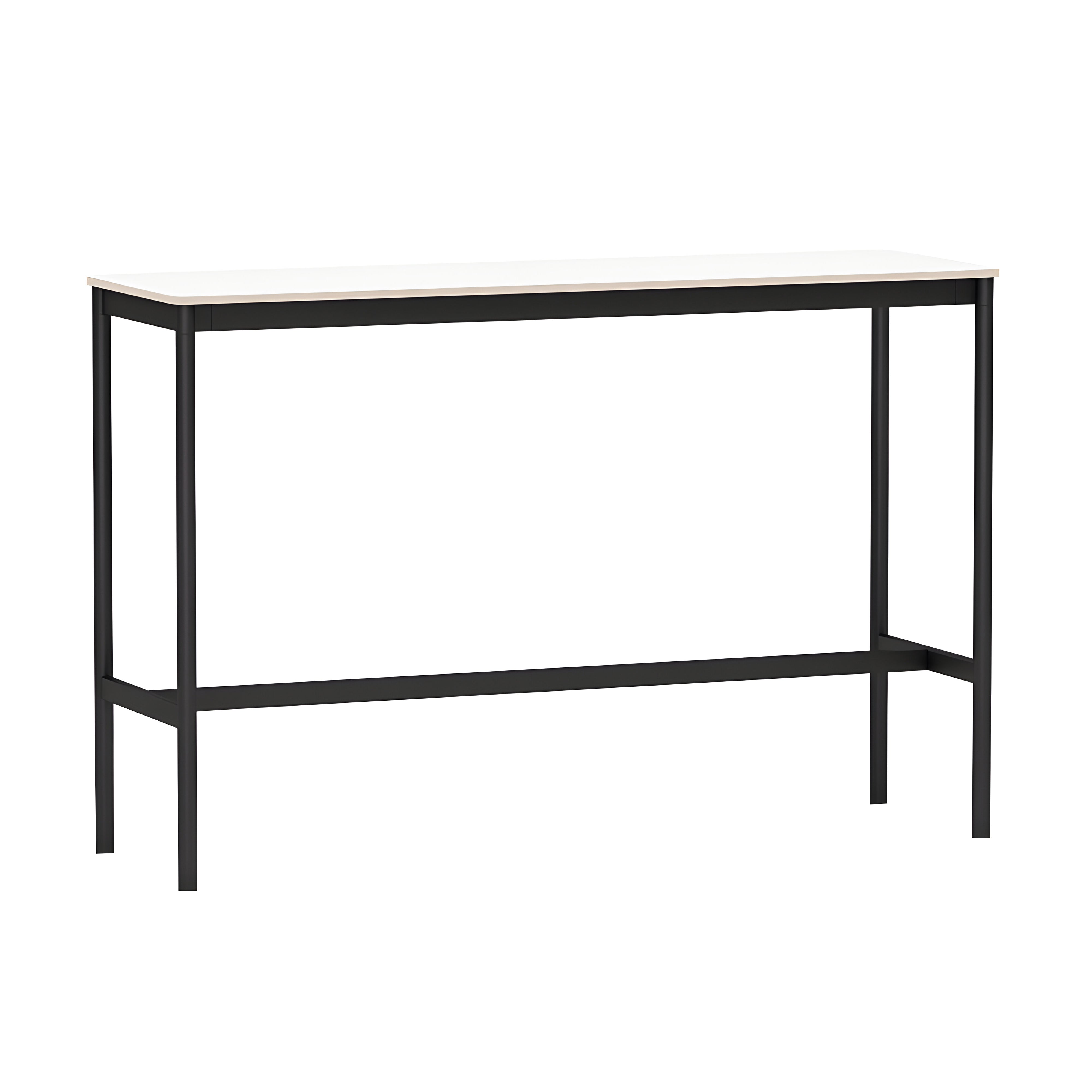 Base High Table: 160 + High + Narrow + White Laminate + Plywood Edge + Black