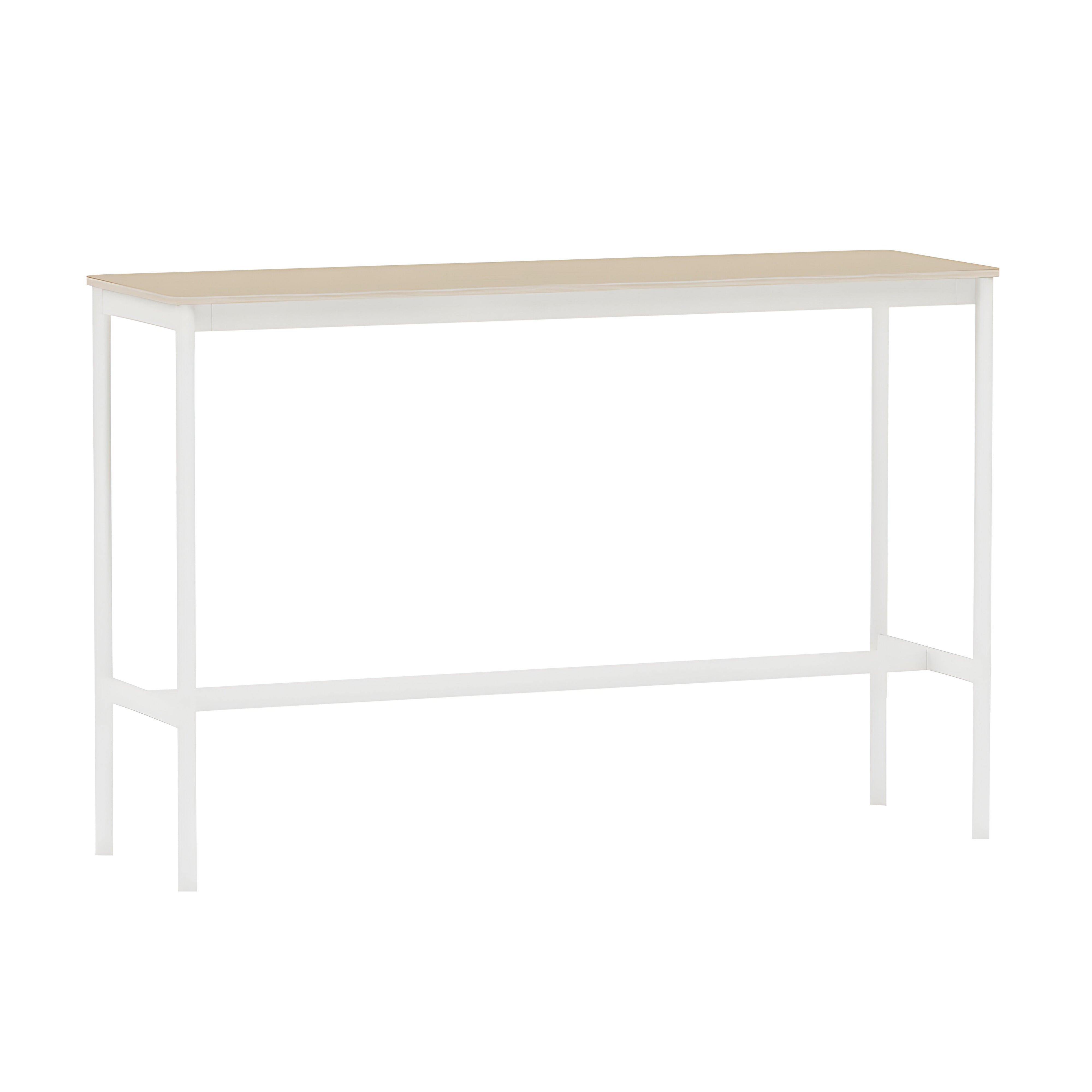 Base High Table: 160 + High + Narrow + Oak Veneer + Plywood Edge + White