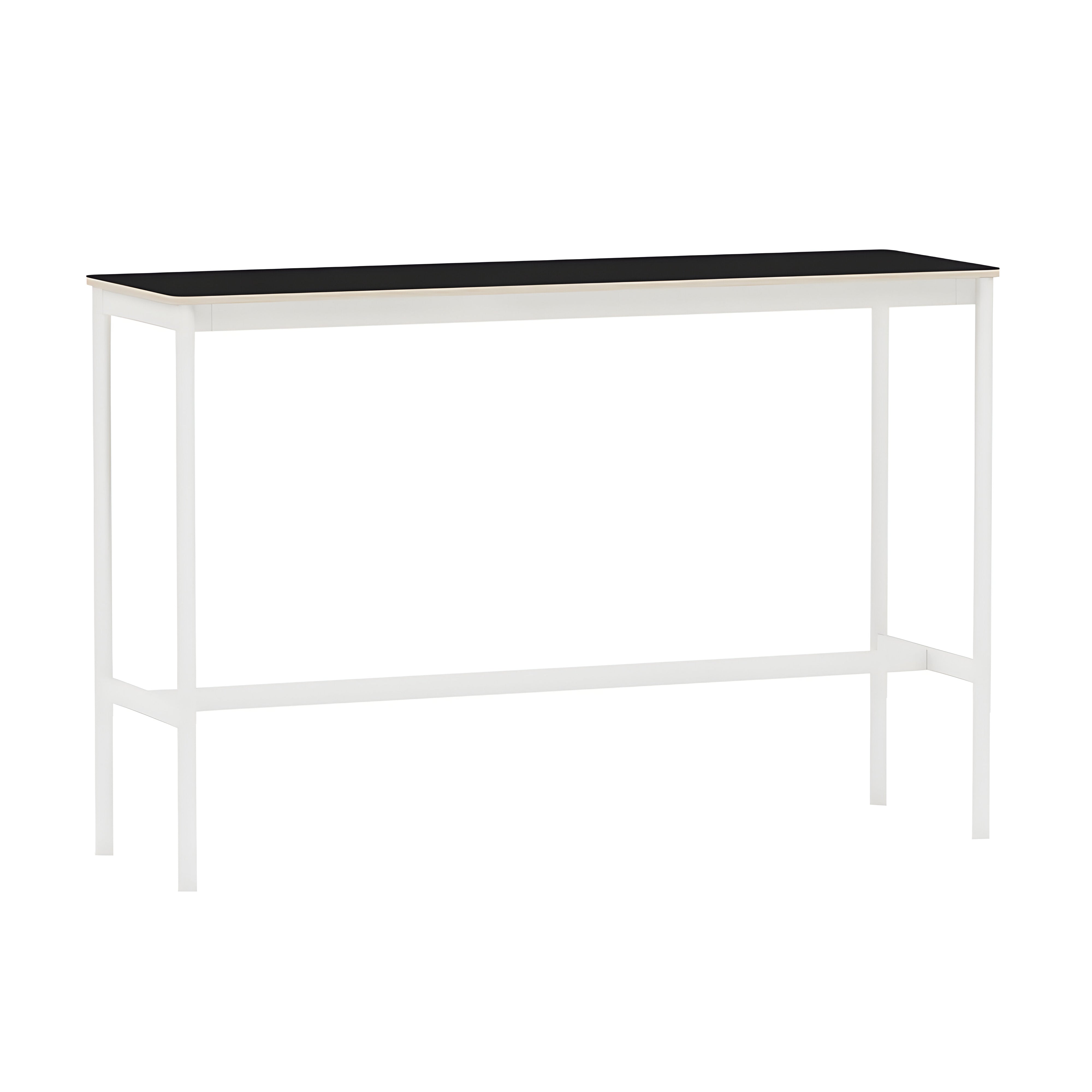 Base High Table: 160 + High + Narrow + Black Laminate + Plywood Edge +  White
