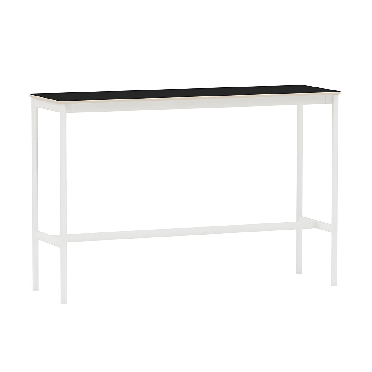 Base High Table: 160 + High + Narrow + Black Laminate + Plywood Edge + White