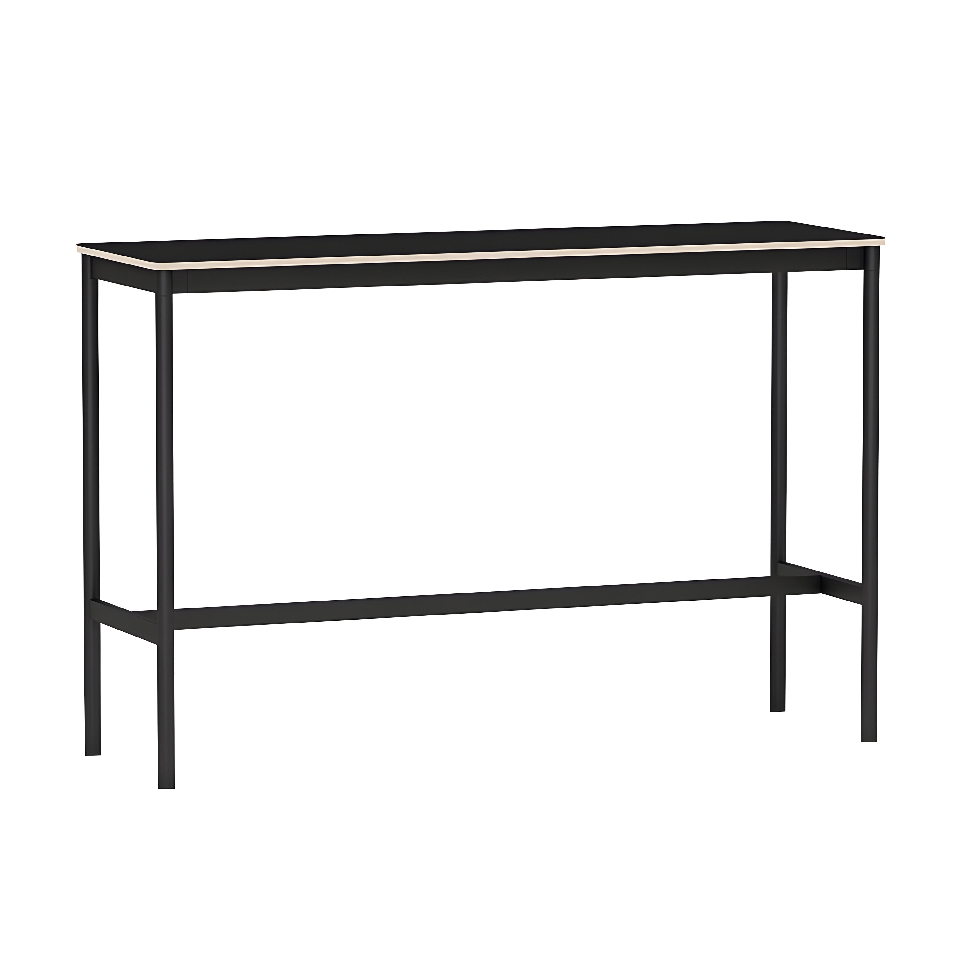 Base High Table: 160 + High + Narrow + Black Laminate + Plywood Edge + Black
