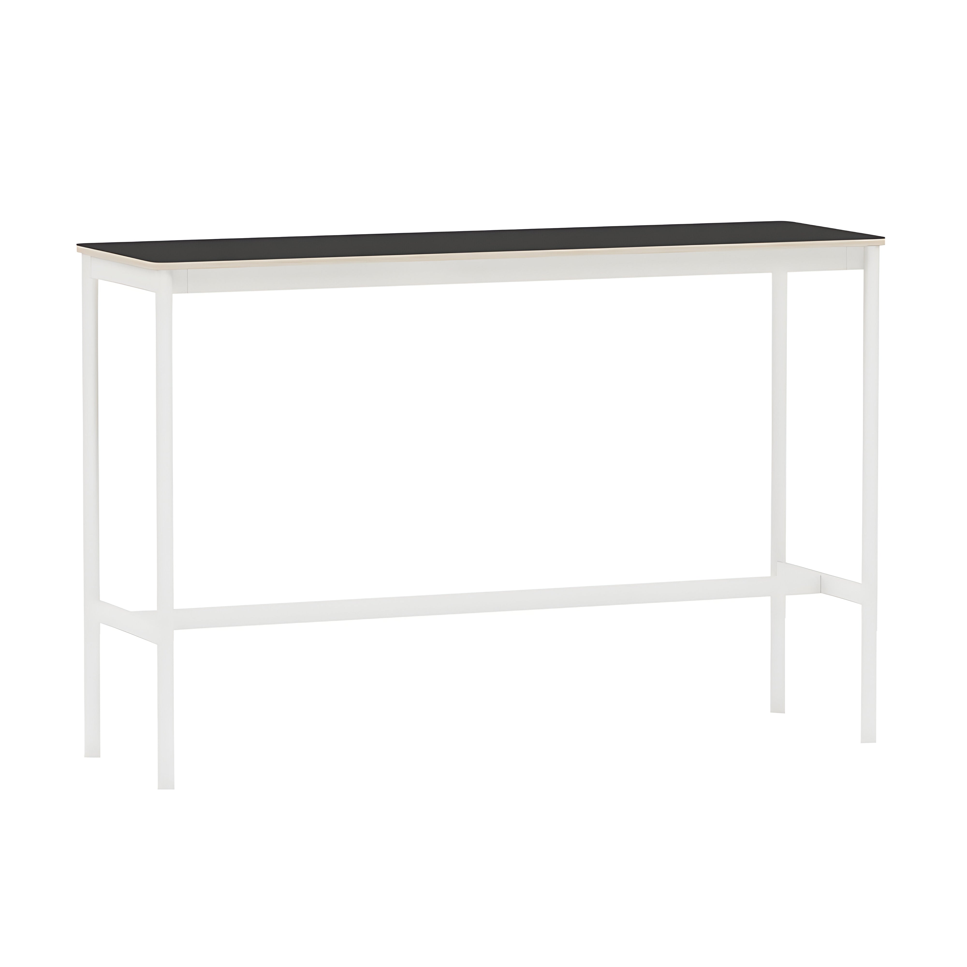 Base High Table: 160 + High + Narrow + Black Linoleum + Plywood Edge + White