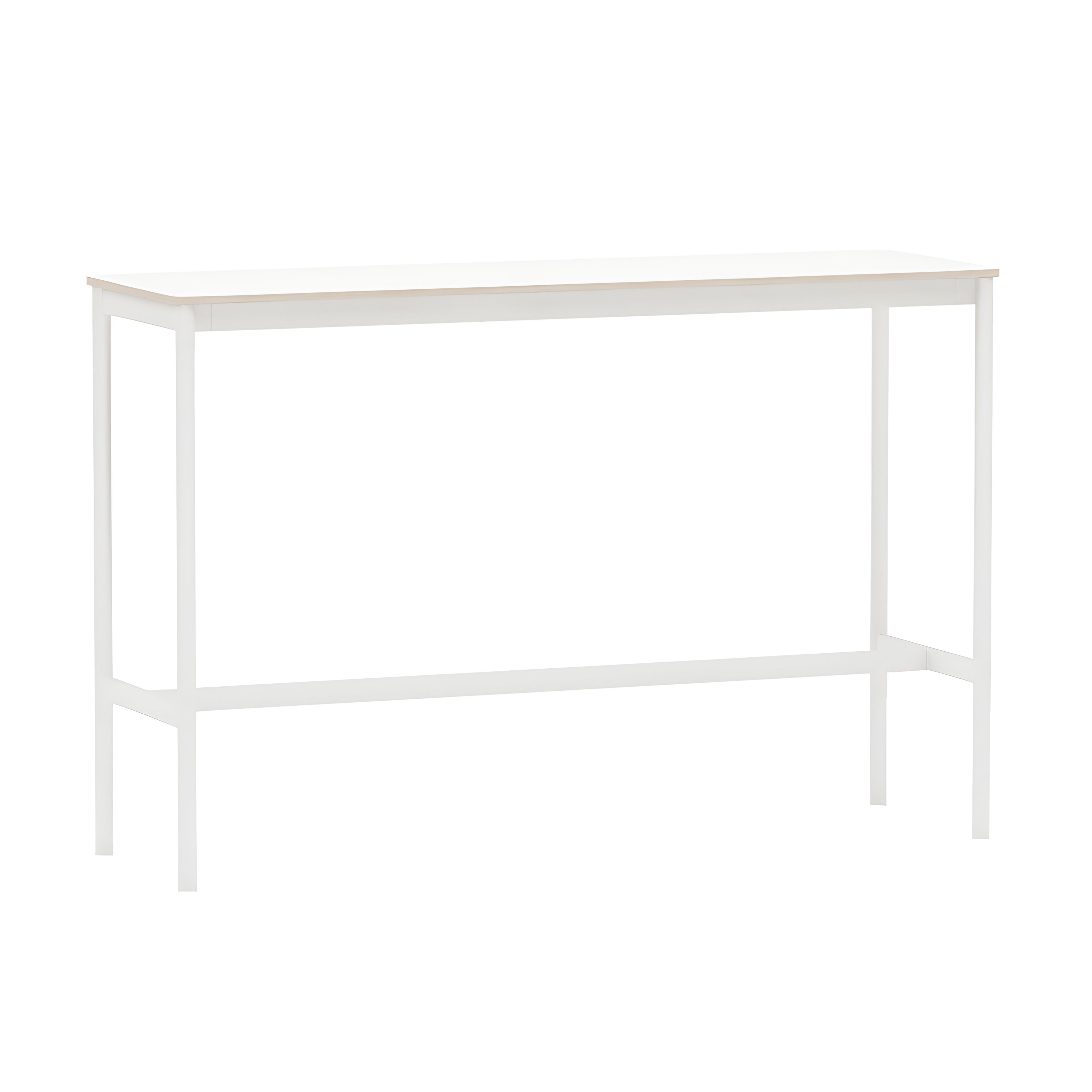 Base High Table: 160 +High + Narrow +  White Laminate + Plywood Edge +  White