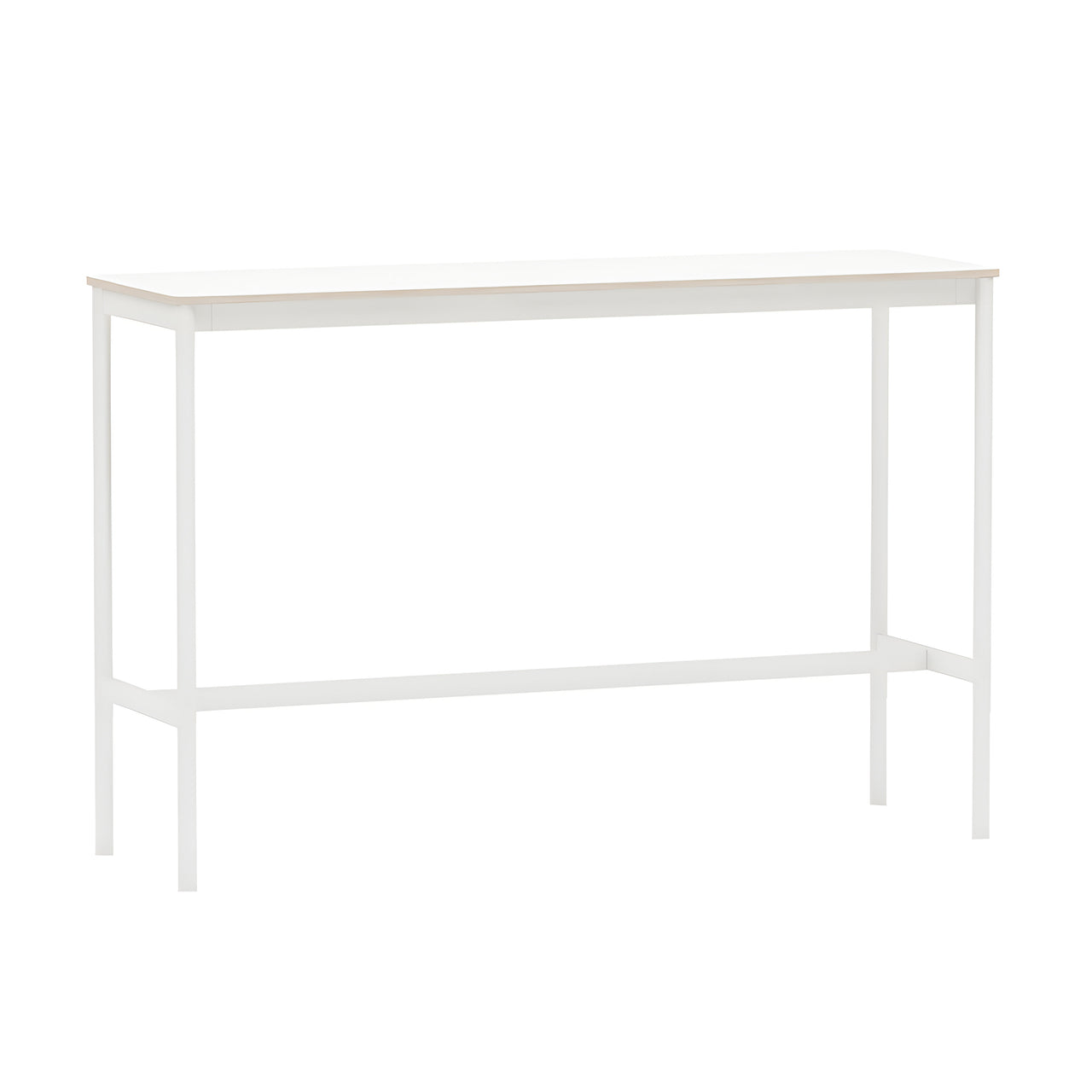 Base High Table: 160 +High + Narrow + White Laminate + Plywood Edge + White