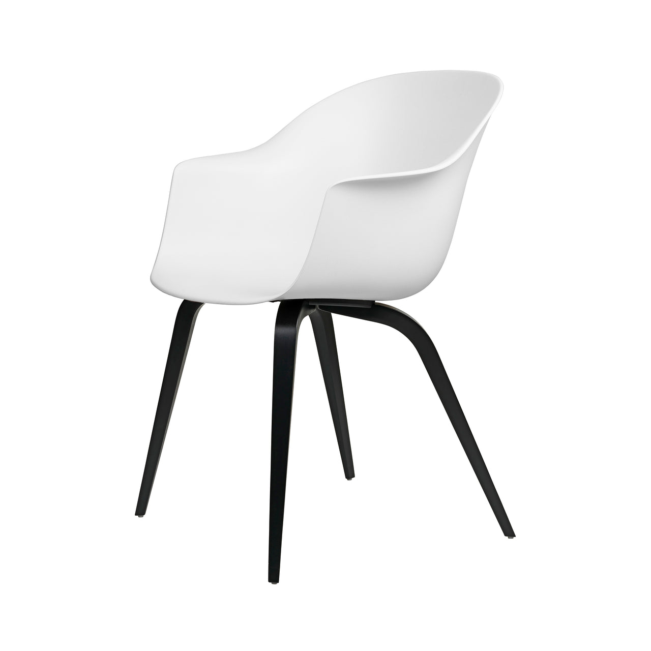 Bat Dining Chair: Wood Base + Alabaster White + Black Stained Beech