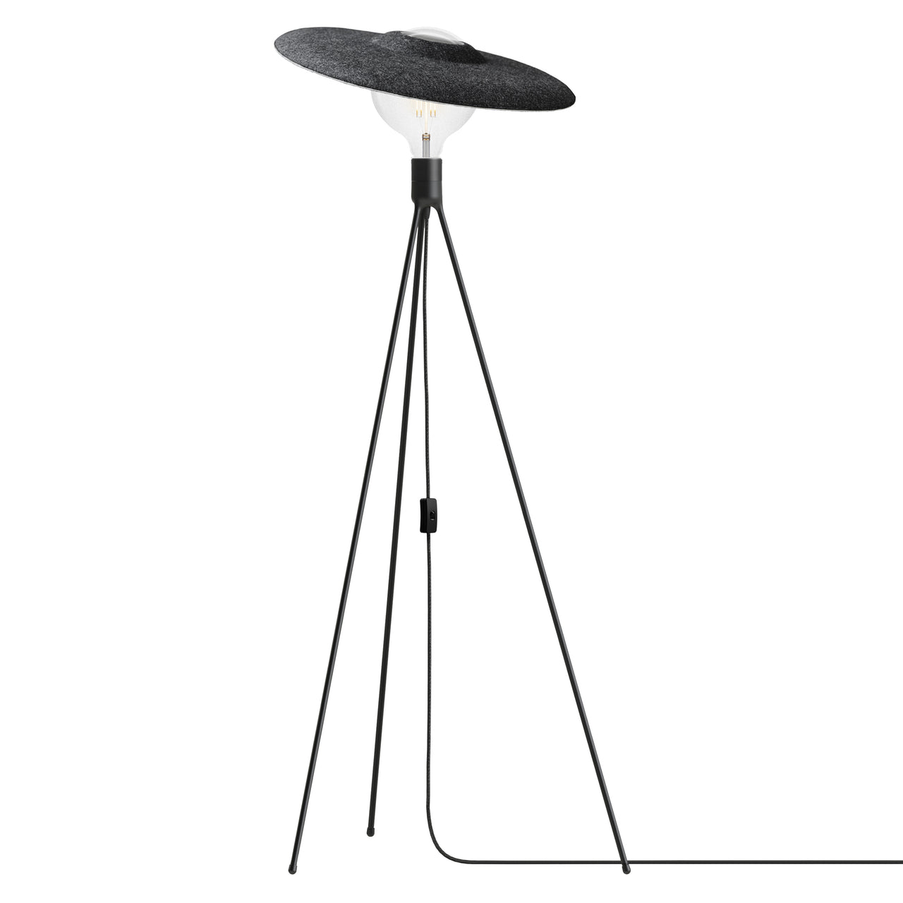 Shade Tripod Floor Lamp: Matt Black + With Bulb (3 W)