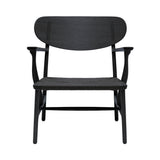 CH22 Lounge Chair: Black + Black Oak