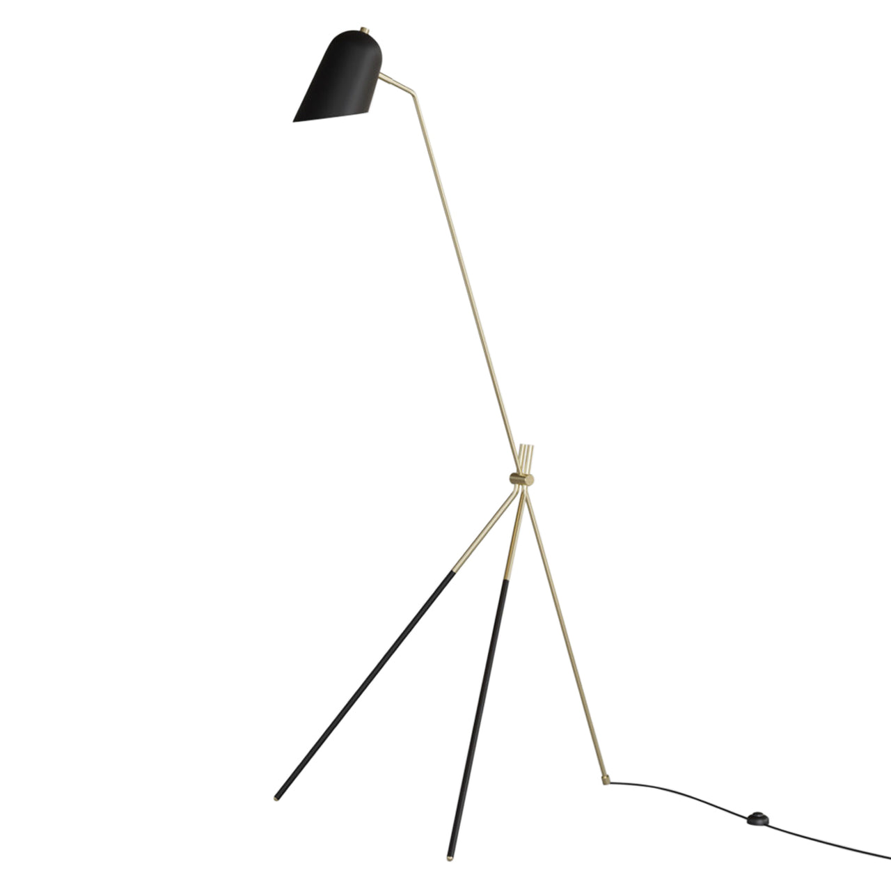 Cliff Floor Lamp: Black + Brass