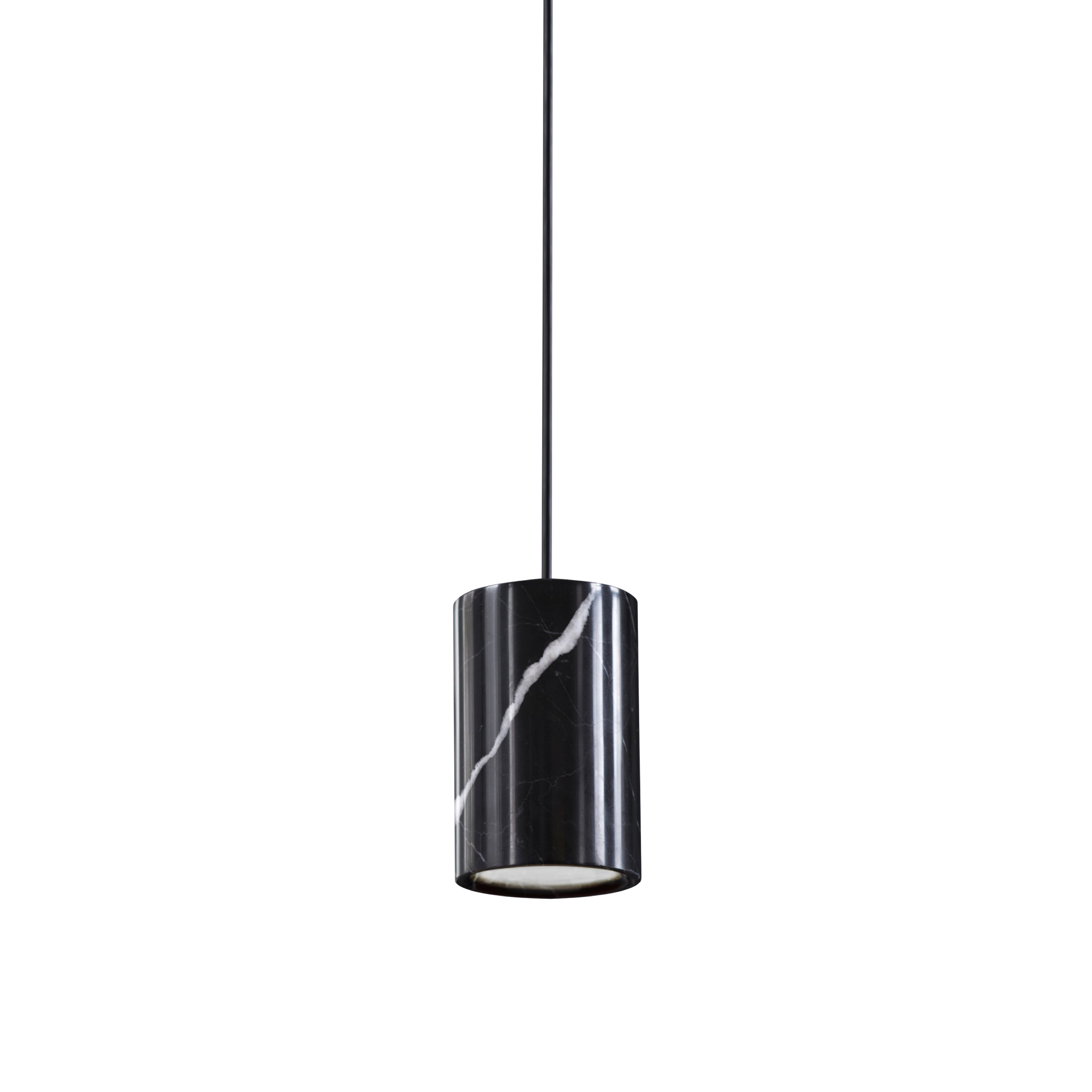 Solid Pendant: 1 + Cylinder + Nero Marquina Marble + Black