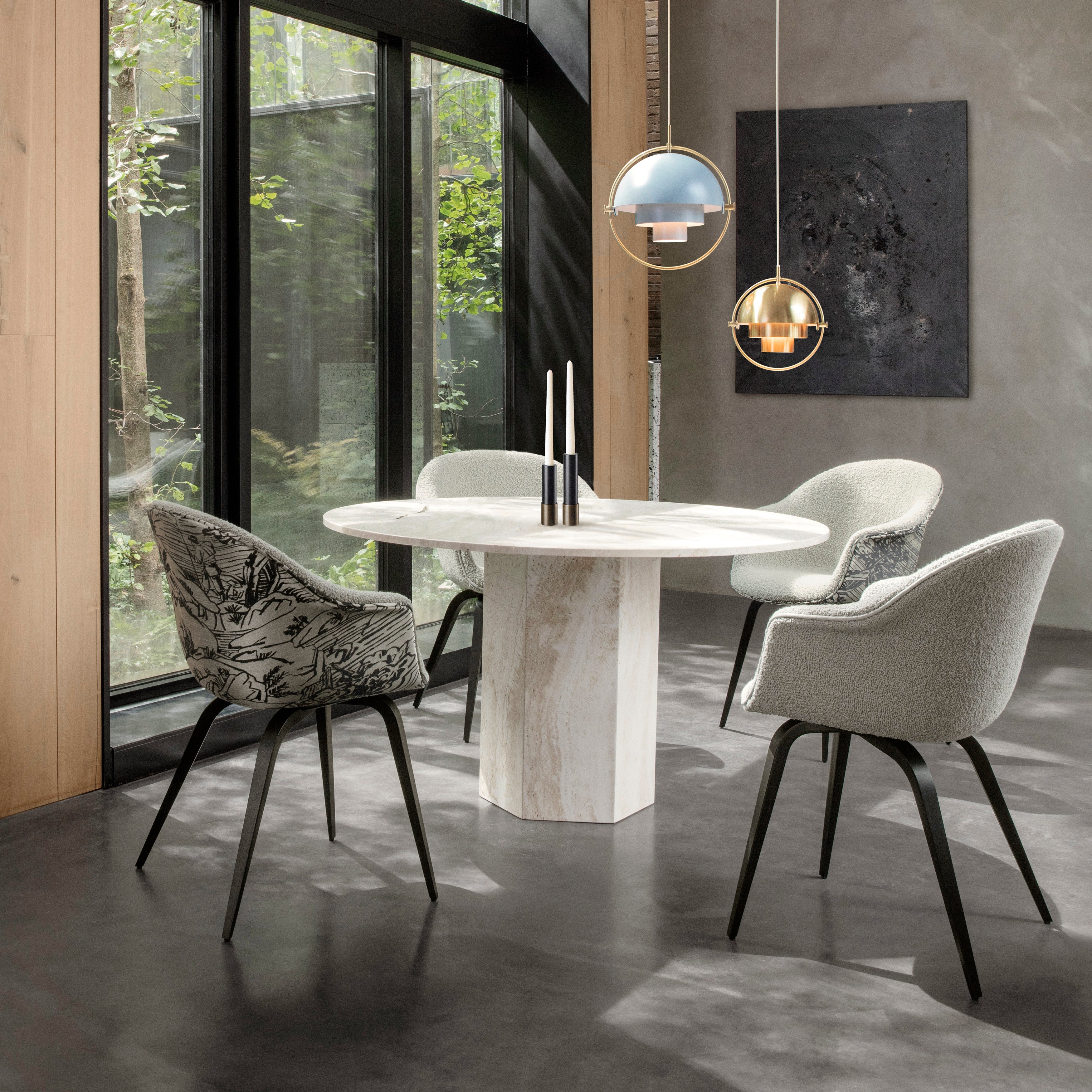 Bat Dining Chair: Wood Base + Fully Upholstered