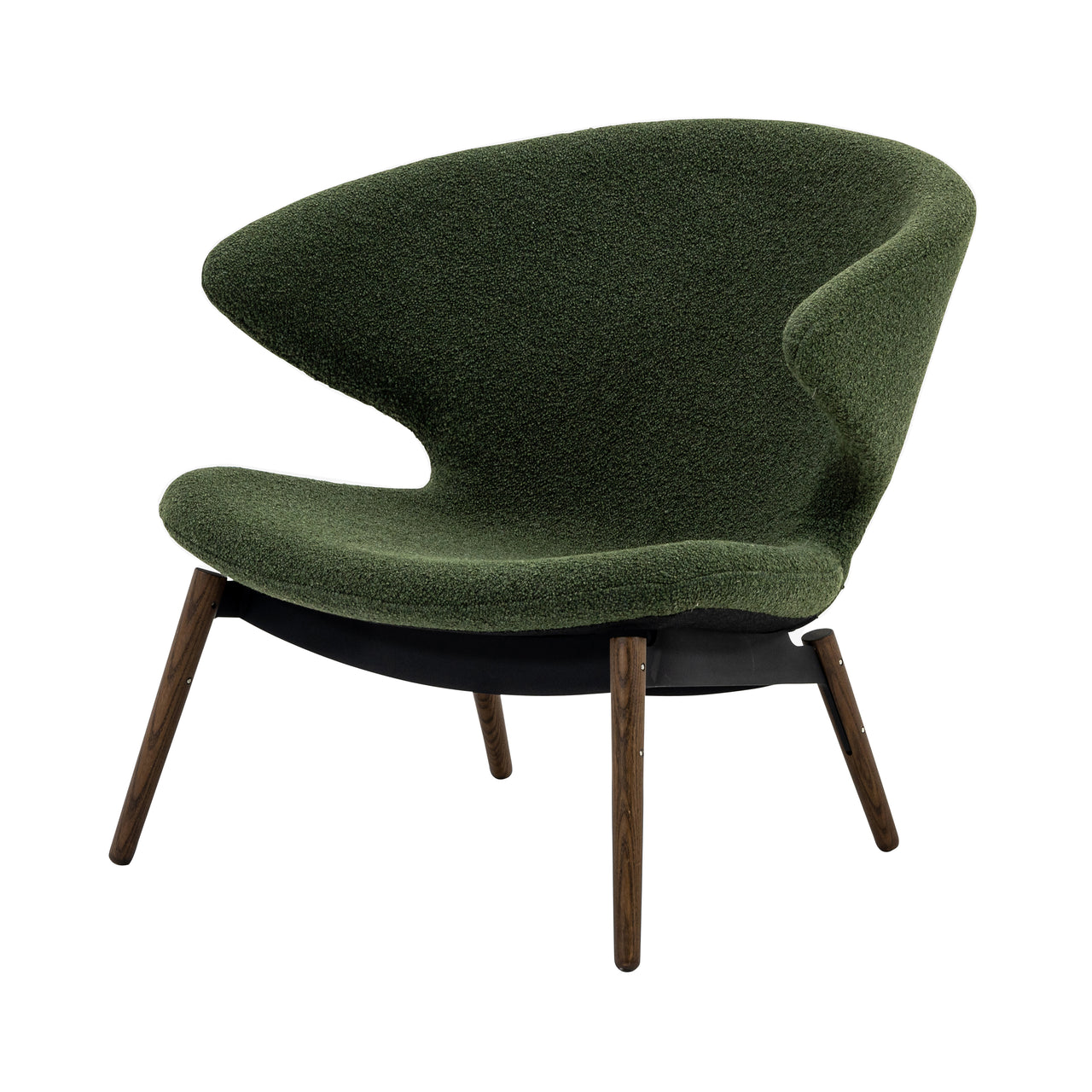 Ella Lounge Chair: Composite + Walnut + Black + Boucle Moss