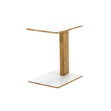 Overhang Side Table: Rectangular + Oak + White